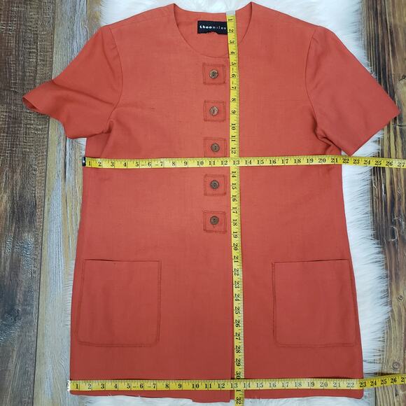 Theo Miles Jacket and Skirt Suit Set Plus Size 14 Linen Rayon Orange Vintage - Picture 11 of 12